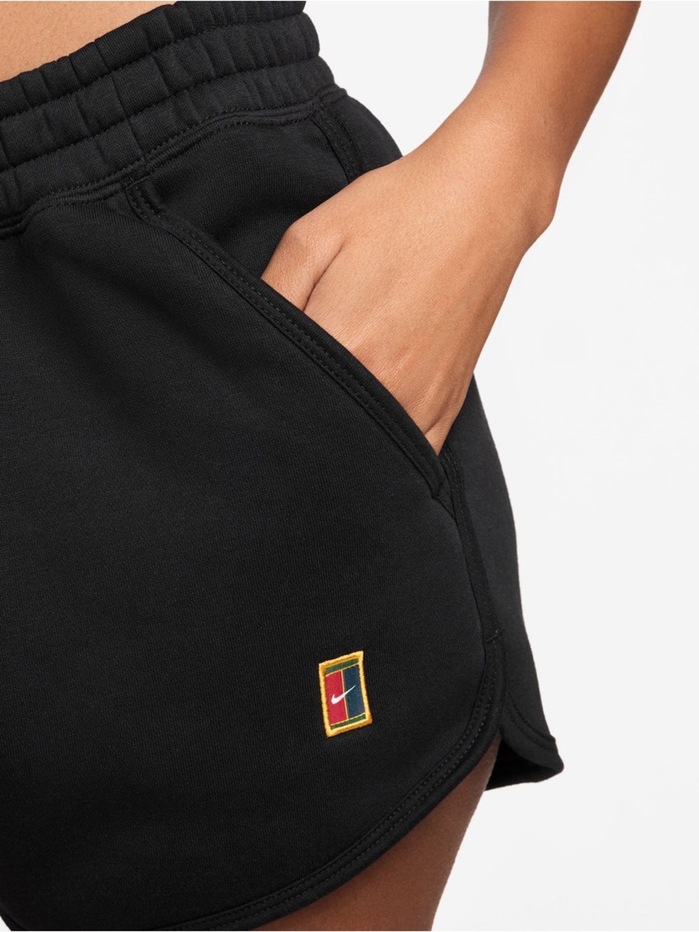 Nike Women NikeCourt Heritage Mid Rise Fleece Tennis Shorts Black M NWT - Picture 6 of 9